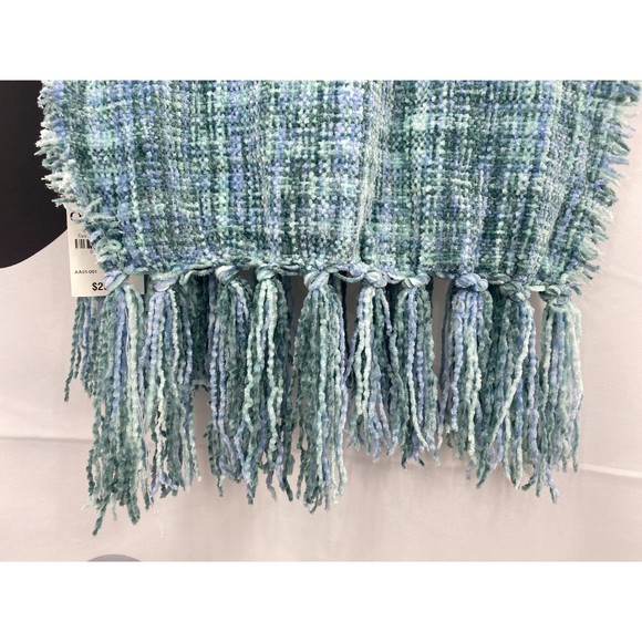 Charter Club NWT Space Dye Chenille Wrap Scarf Fringe Tassles Blue One Size New - Picture 7 of 11